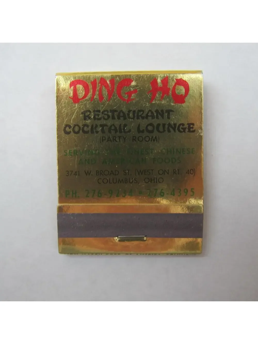 3 Vintage Matchbooks Jai Lai Ding Ho Columbus Ohio Restaurants & Scot's Inn Ohio